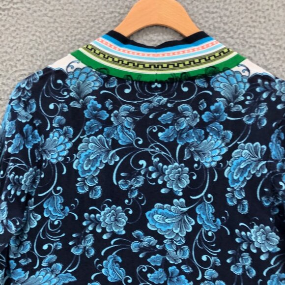 Chicos Sweater Womens 0 US Small Blue Floral Perfect Layer Cardigan 3/4 Sleeves - Picture 4 of 10